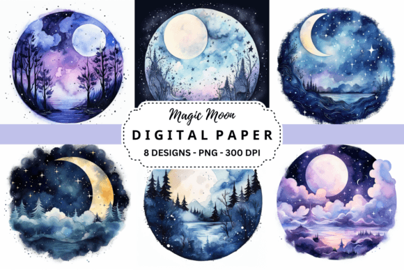 Download Watercolor Magic Moon Background - Magic Collection