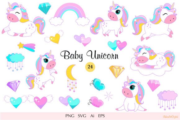 Download Cute Baby Unicorn Clipart -Magic Rainbow - Magic Collection