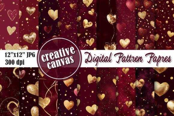 Download Gold Glitter Heart Digital Paper Bundle - Old Collection