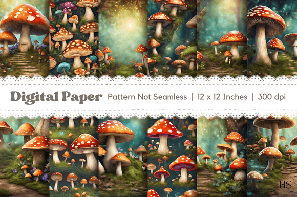Download 12 Magical Fantasy Mushroom Background - Magic Collection