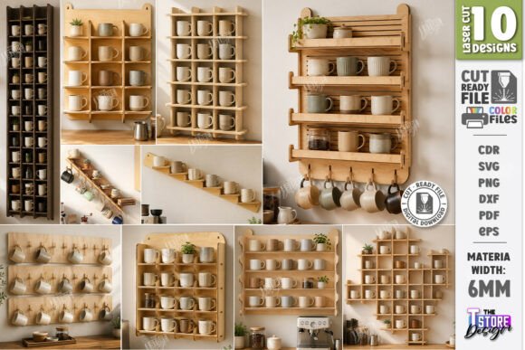 Download Wall Mug Holders Laser Cut Bundle | CNC - Old Collection
