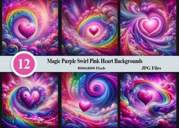 Download Magic Purple Swirl Pink Heart Background - Magic Collection