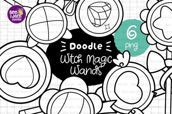 Download KDP Coloring Witch Magic Wands Line Art - Magic Collection