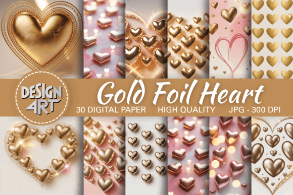 Download Gold Foil Heart Background - Old Collection