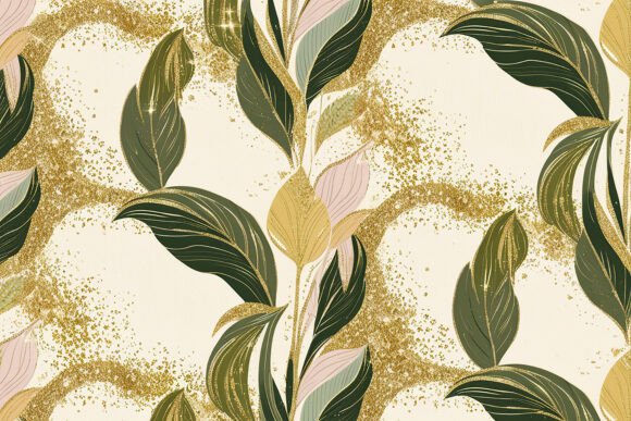 Download Gold Leaves Seamless Pattern Background - Old Collection