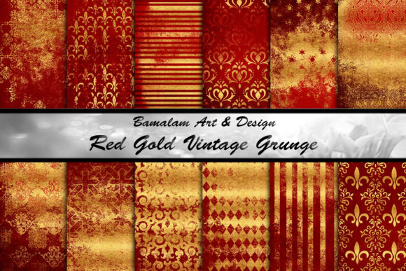 Download Red &amp; Gold Grunge Sublimation Patterns - Old Collection