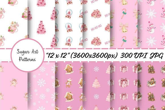 Download Pink Christmas Magic Digital Paper - Magic Collection