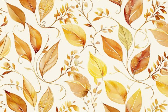 Download Gold Leaves Seamless Pattern Background - Old Collection