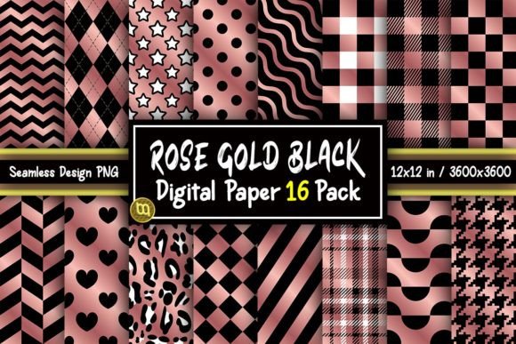 Download Rose Gold &amp; Black Digital Paper 16 Pack - Old Collection