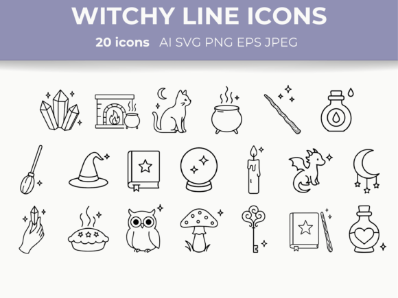 Download Witchy Aesthetic Line Icons Magical SVG - Magic Collection