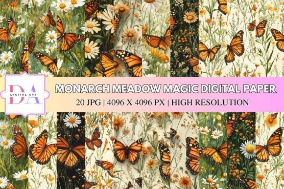 Download Monarch Meadow Magic Digital Paper - Magic Collection