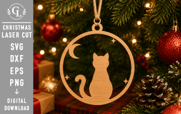 Download Cat Christmas Ornament Laser Cut SVG - Christmas ornament Collection