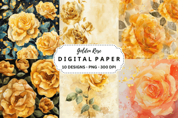 Download Watercolor Golden Rose Background - Old Collection