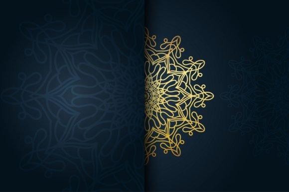 Download Blue and Gold Backdrop Adorned Mandala - Old Collection