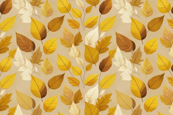 Download Gold Leaves Seamless Pattern Background - Old Collection