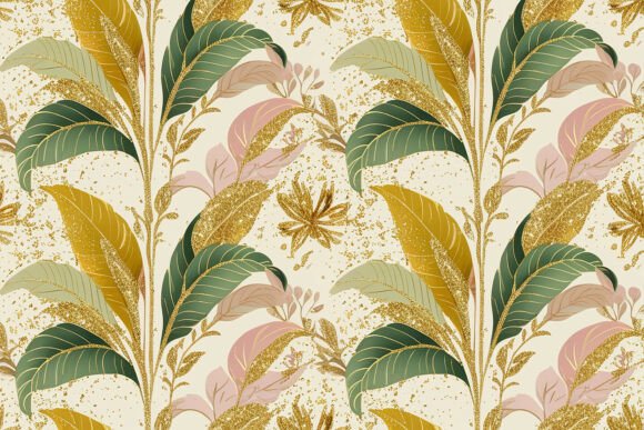Download Gold Leaves Seamless Pattern Background - Old Collection