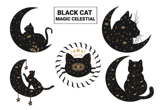 Download Black Cat Magic Celestial SVG Bundle - Magic Collection