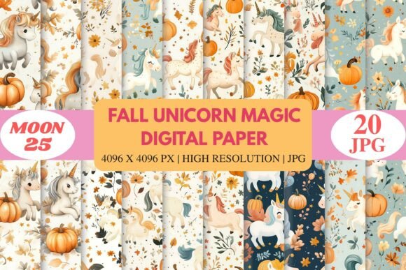 Download Fall Unicorn Magic Digital Paper - Premium Resources