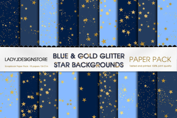 Download Blue and Gold Stars Seamless Background - Old Collection