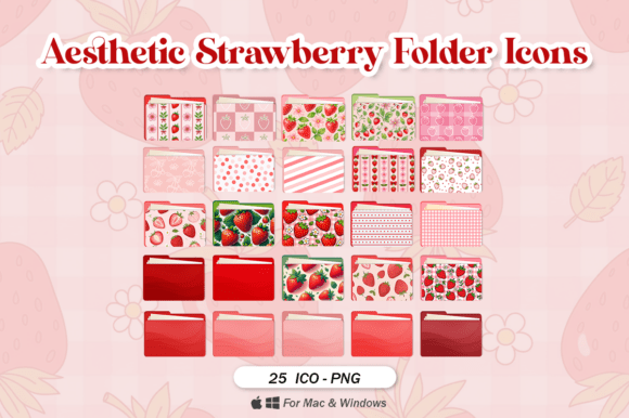 Download Aesthetic Strawberry Folder Icons - Old Collection