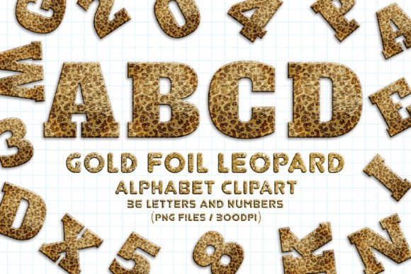 Download Gold Foil Leopard Glitter Alphabet - Old Collection